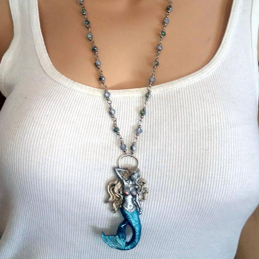 SOLD: Sculpted Mermaid Necklace - Picture 2 of 4